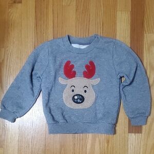 Gray Kids Sweatshirt with Reindeer Design